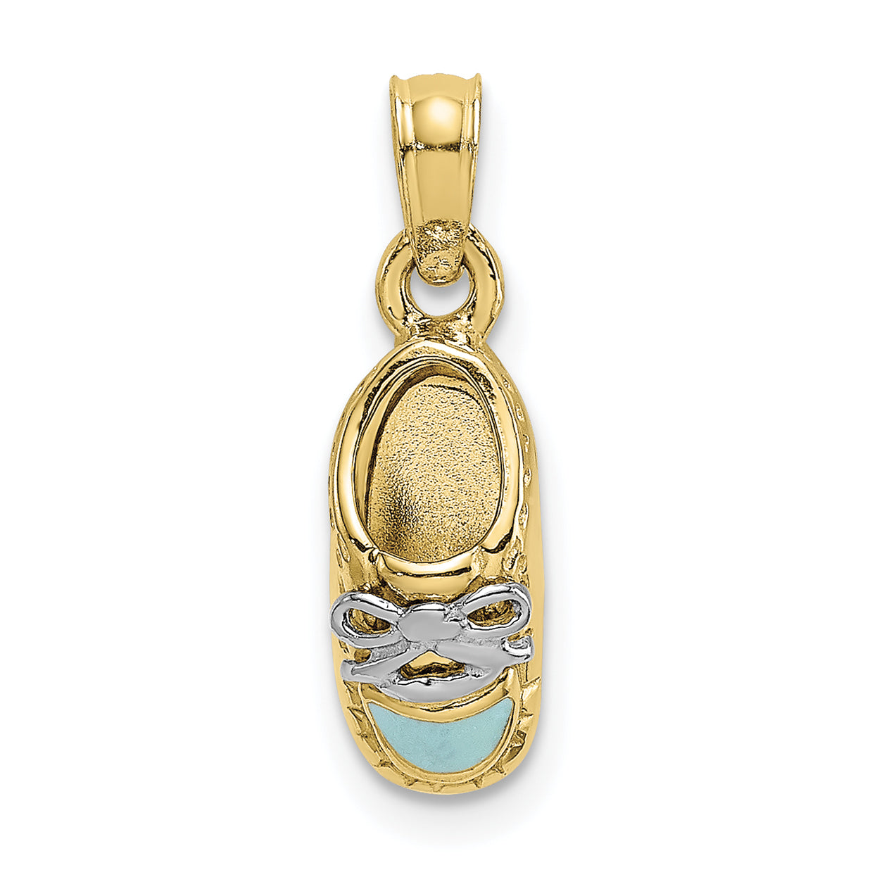 10K w/Rhodium 3-D Light Blue Enamel Baby Shoe Charm Main image