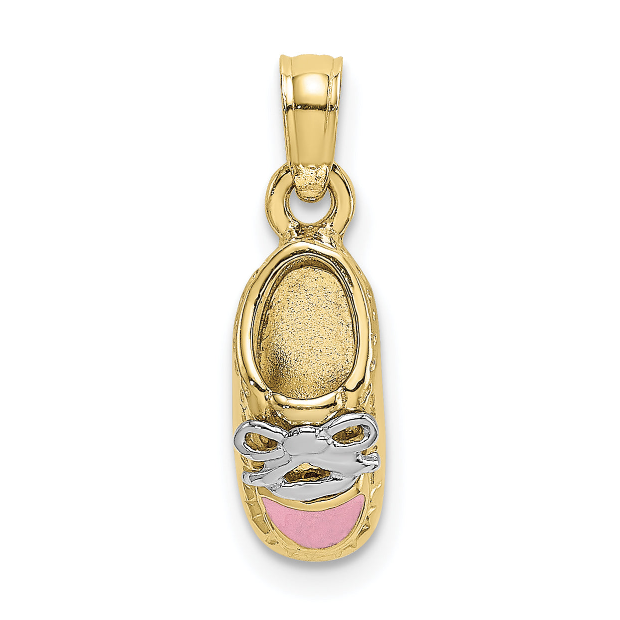 10K w/Rhodium 3-D Pink Enamel Baby Shoe Charm Main image