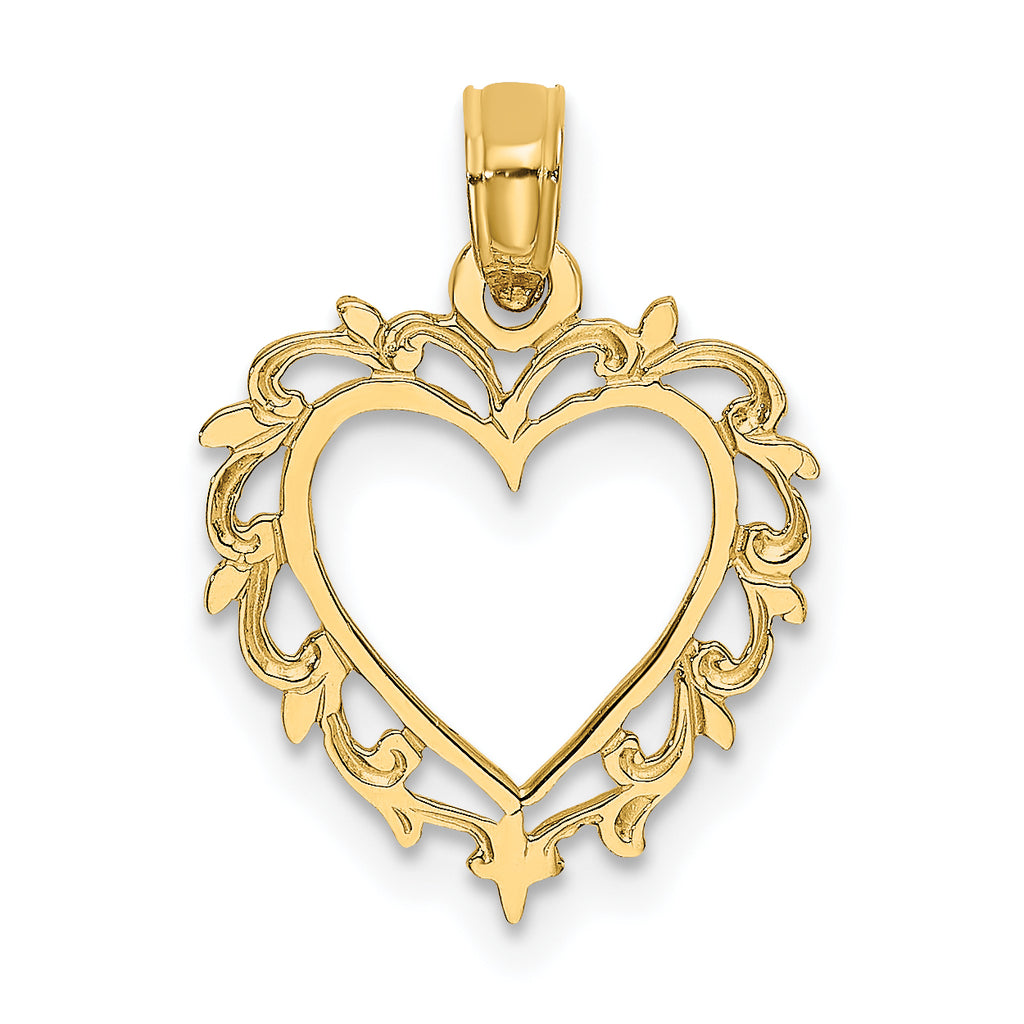 10K Heart w/ Lace Trim Charm