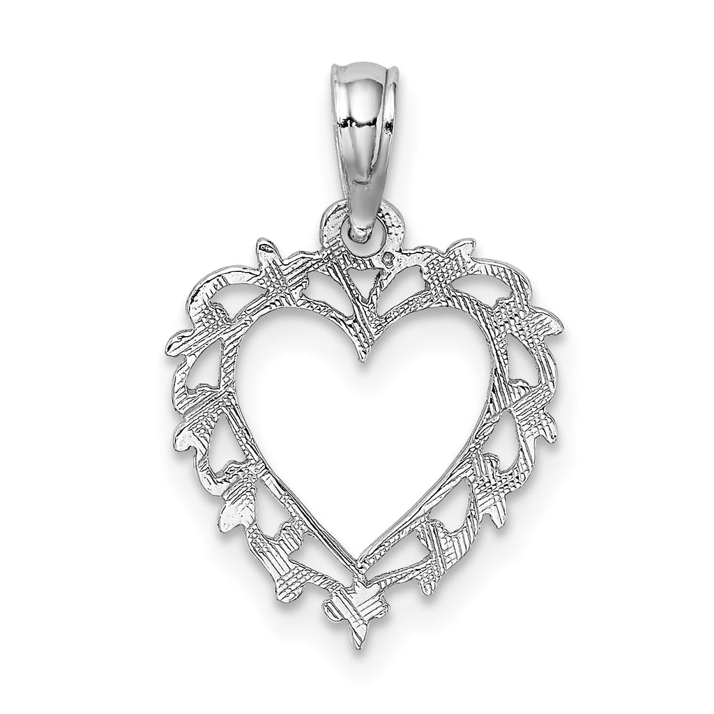 10K White Gold White Gold Heart with Lacey Trim Charm - view 4
