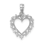 10K White Gold White Gold Heart with Lacey Trim Charm - view 4
