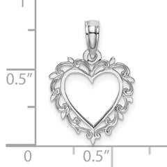 10K White Gold Heart w/ Lace Trim Charm