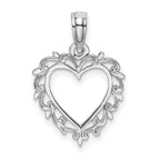 10K White Gold White Gold Heart with Lacey Trim Charm