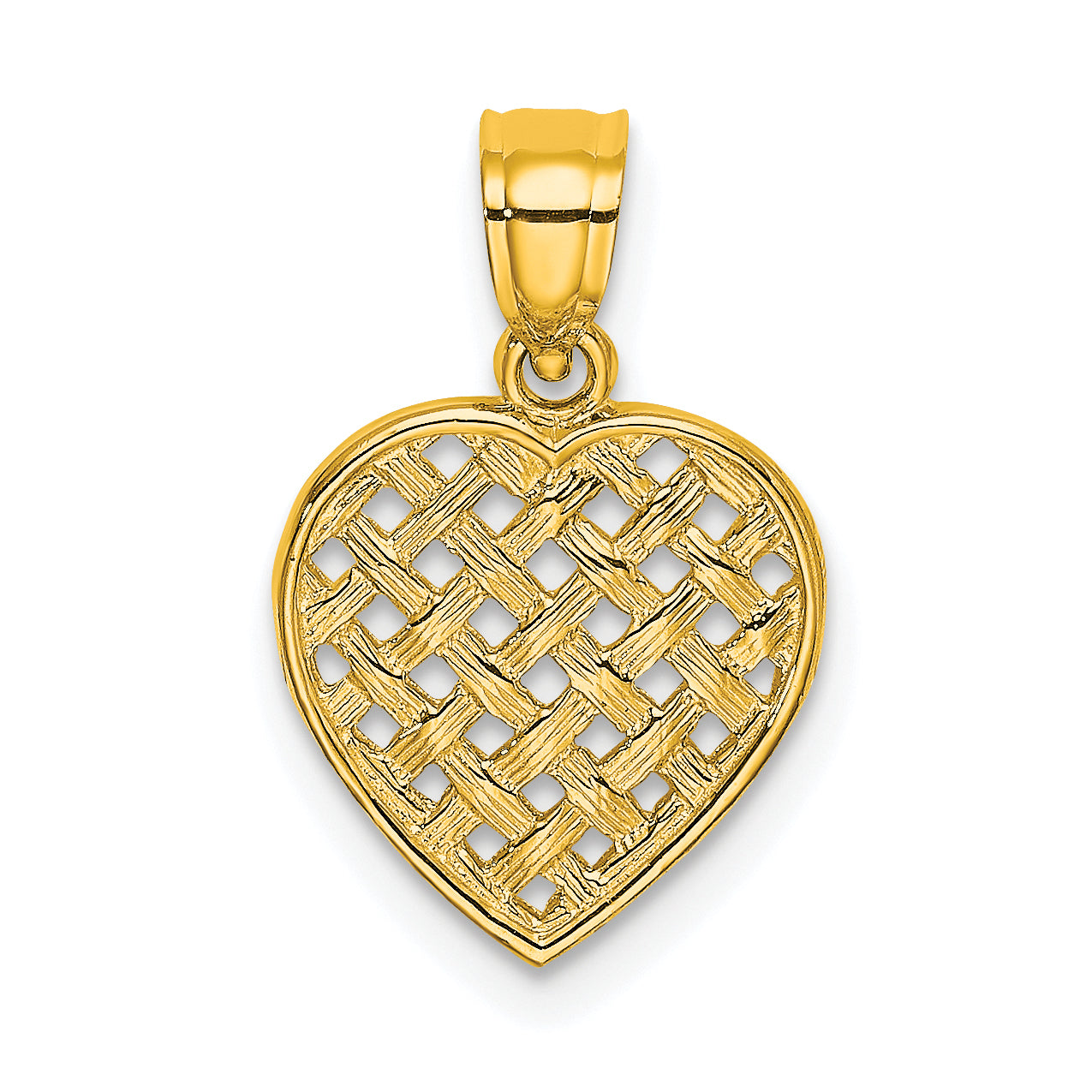 10K Cut-Out Textured Woven Heart Charm Main image