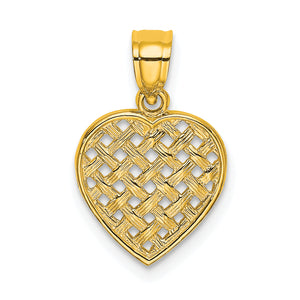 Cut-Out Woven Heart Charm in 10K Yellow Gold, 16mm - Sophia Jewelers