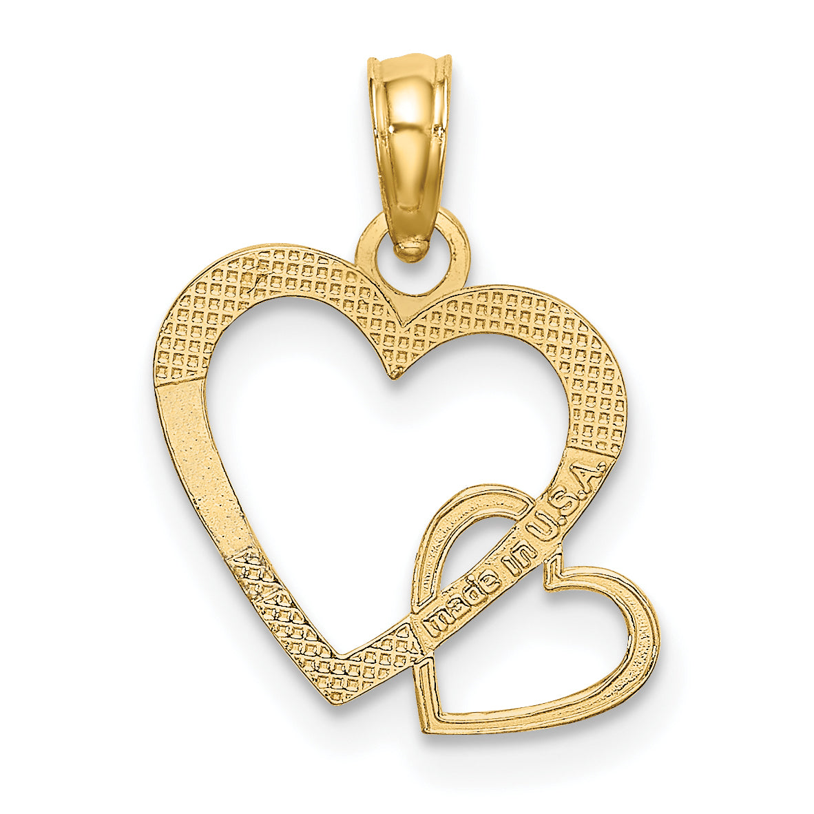 10K Flat Two Hearts Intertwined Charm