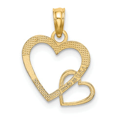10K Flat Two Hearts Intertwined Charm