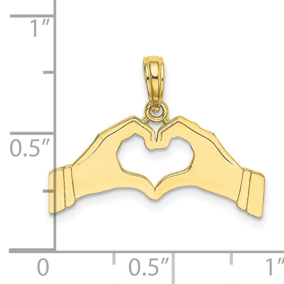 10K Hands Forming a Heart Charm