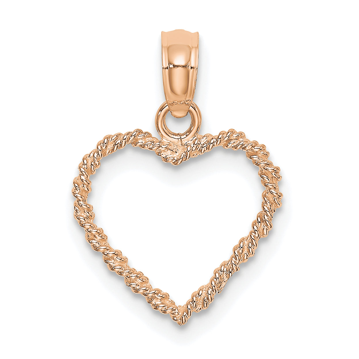 10K Rose Gold 3D Polished Rope Heart Pendant Main image