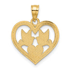 10K Doves In Heart Charm