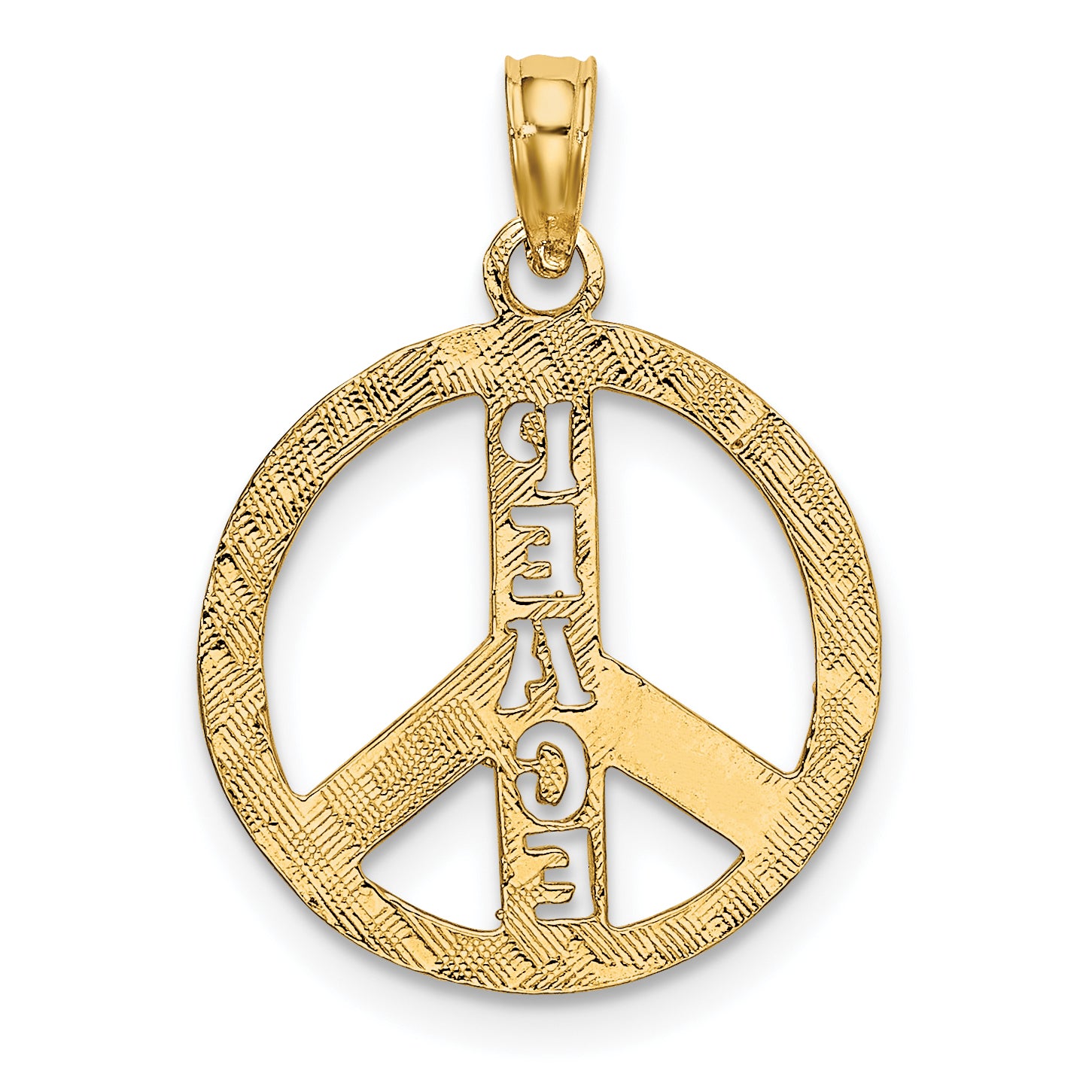 10K Flat Textured Peace Sign Charm