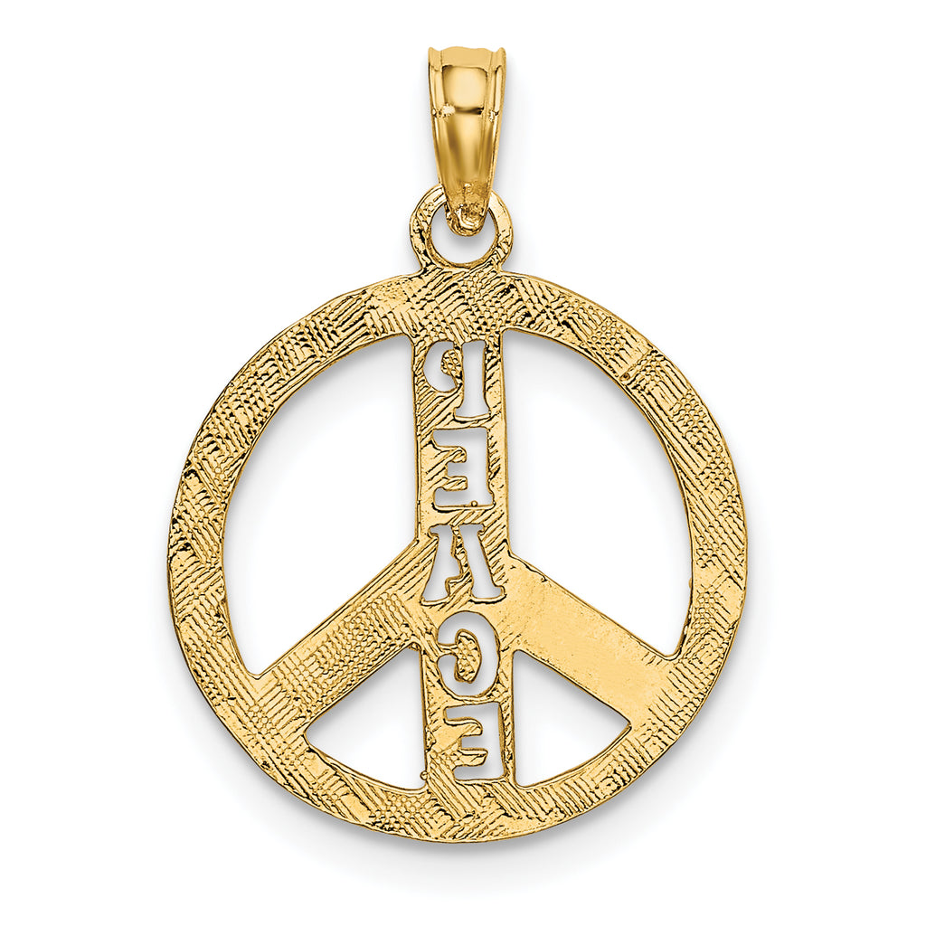10K Flat Textured Peace Sign Charm