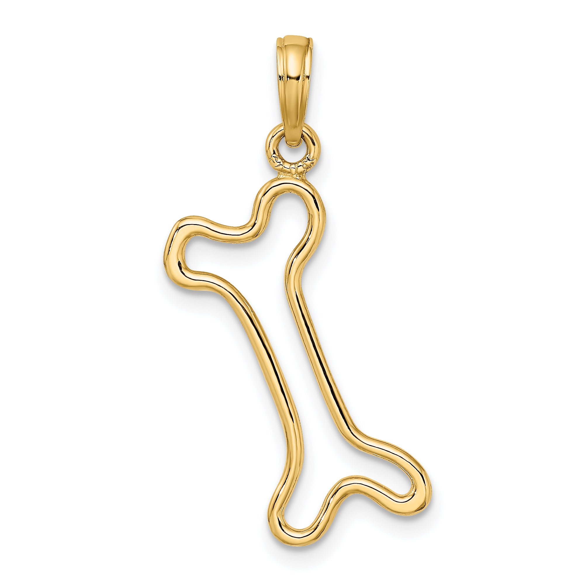 10K None Cut-Out Polished Dog Bone Charm - view 4
