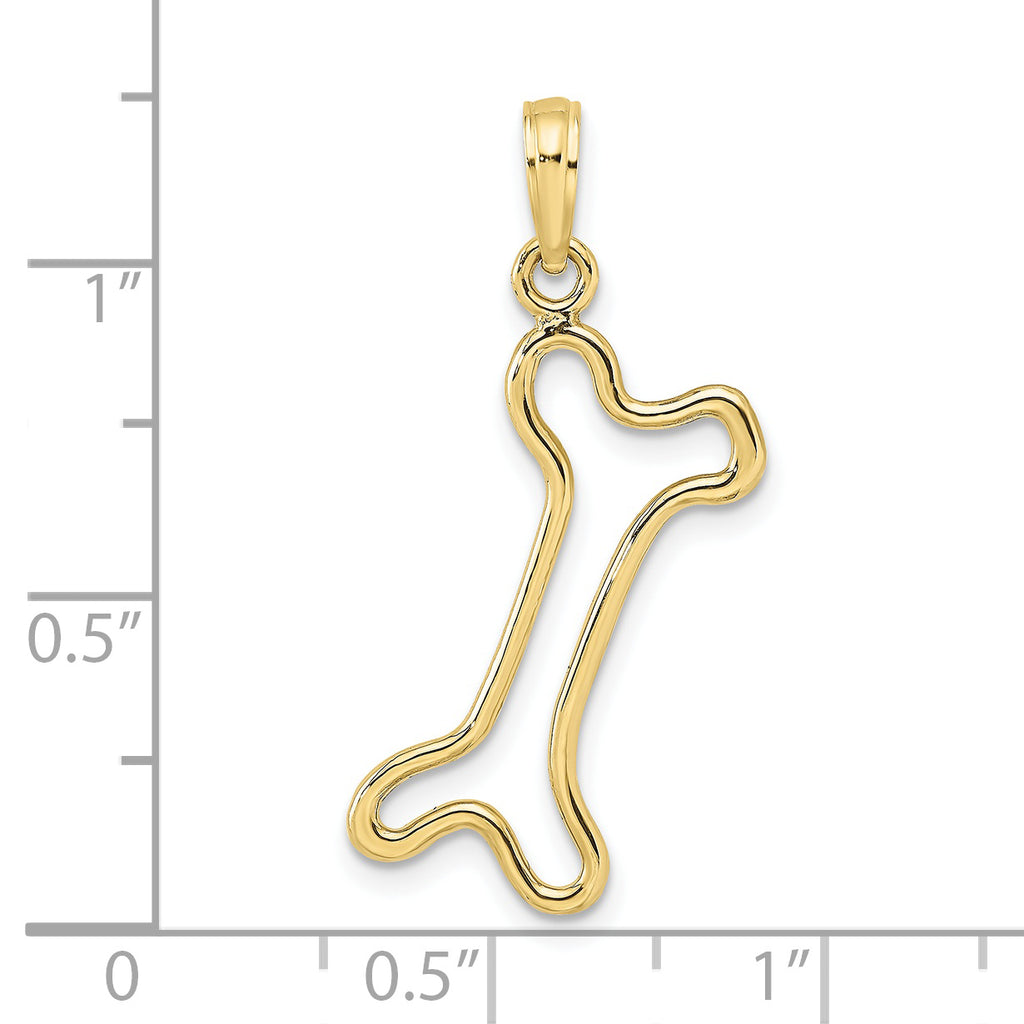 10K None Cut-Out Polished Dog Bone Charm - view 3