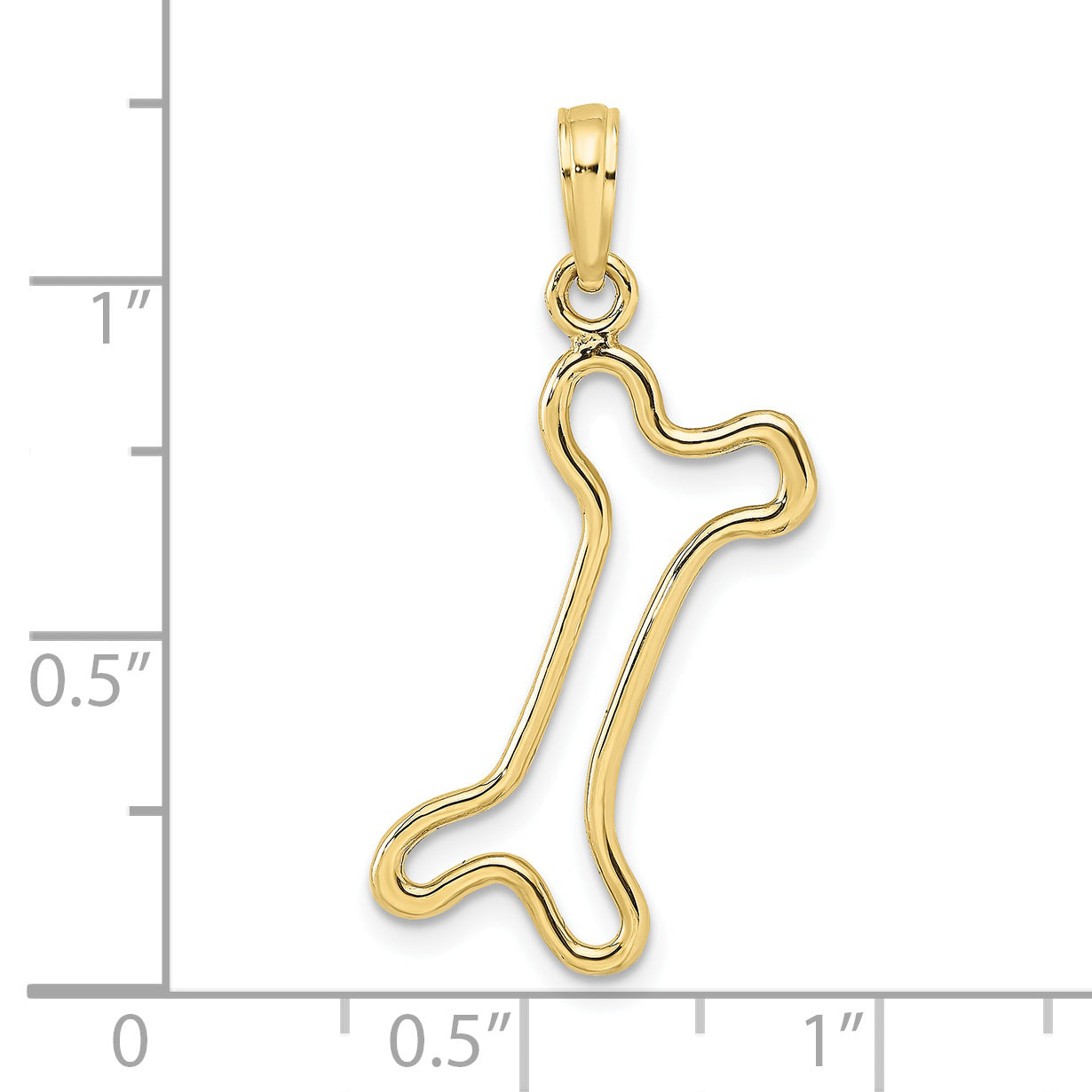 10K None Cut-Out Polished Dog Bone Charm - view 3