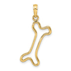 10K None Cut-Out Polished Dog Bone Charm