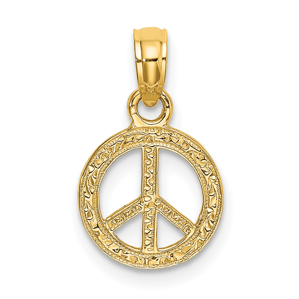 10K Flat and Textured Mini Peace Sign Charm Main image