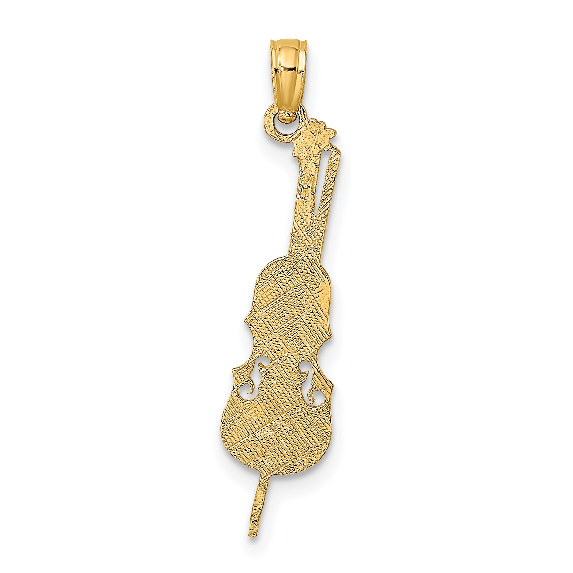 10K None Polished Textured Upright Bass Charm - view 4