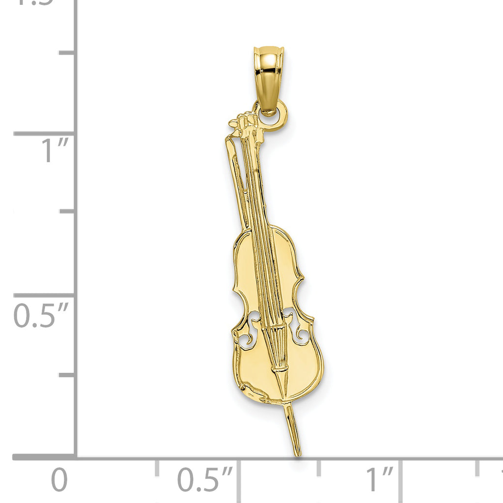 10K None Polished Textured Upright Bass Charm - view 3