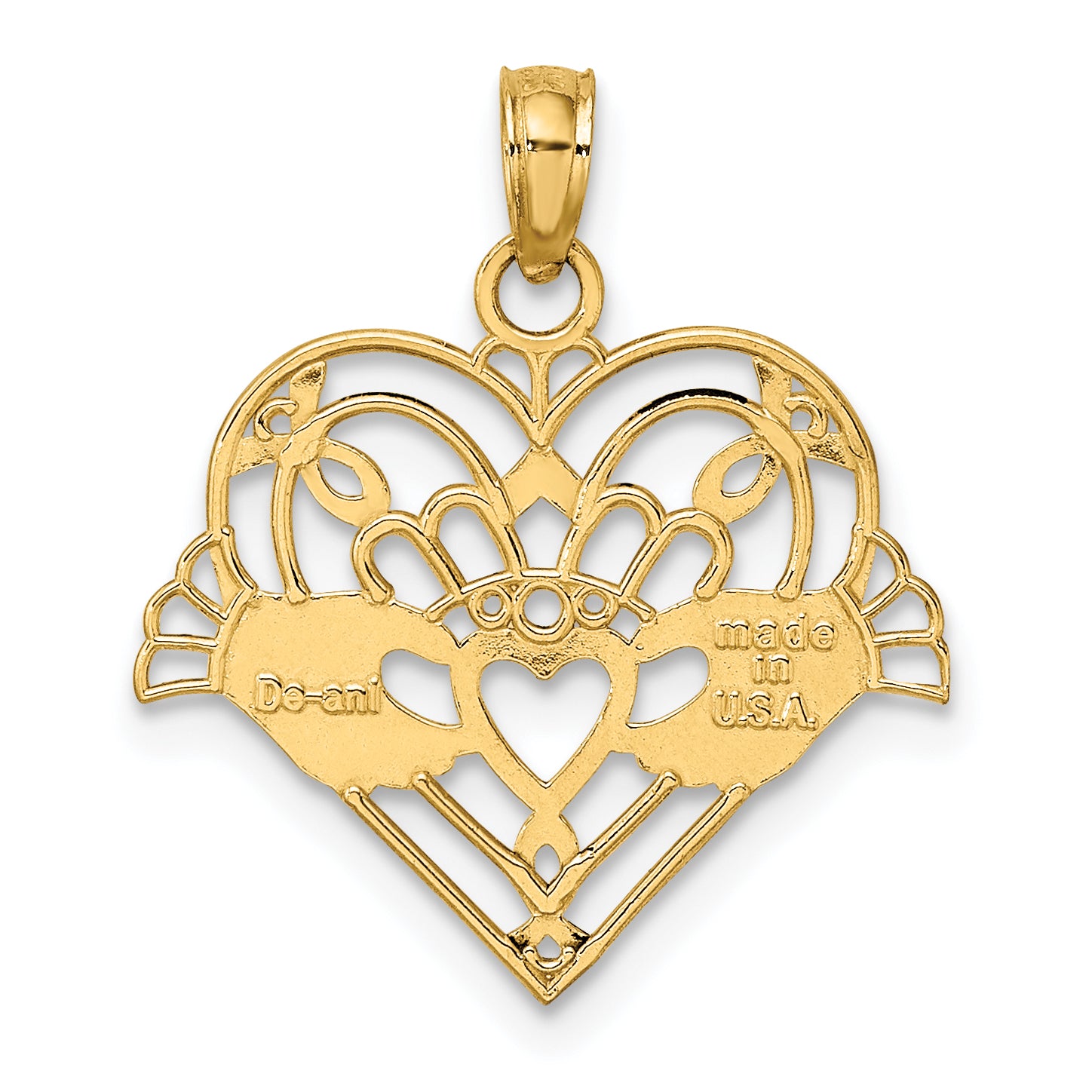 10K Polished and Beaded Claddagh In Heart Charm