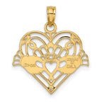 10K Polished and Beaded Claddagh In Heart Charm