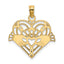 10K Polished and Beaded Claddagh In Heart Charm