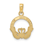 10K None Polished Textured Round Claddagh Charm - view 4