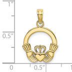 10K None Polished Textured Round Claddagh Charm - view 3