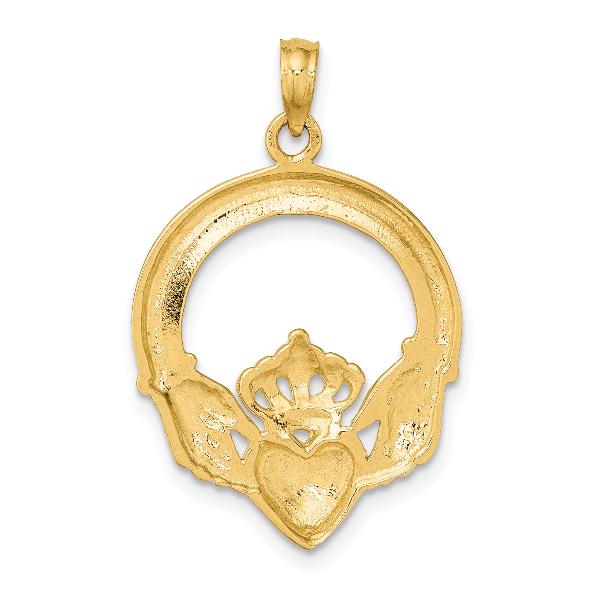 10K Polished Large Claddagh Heart Charm