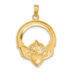 10K Polished Large Claddagh Heart Charm