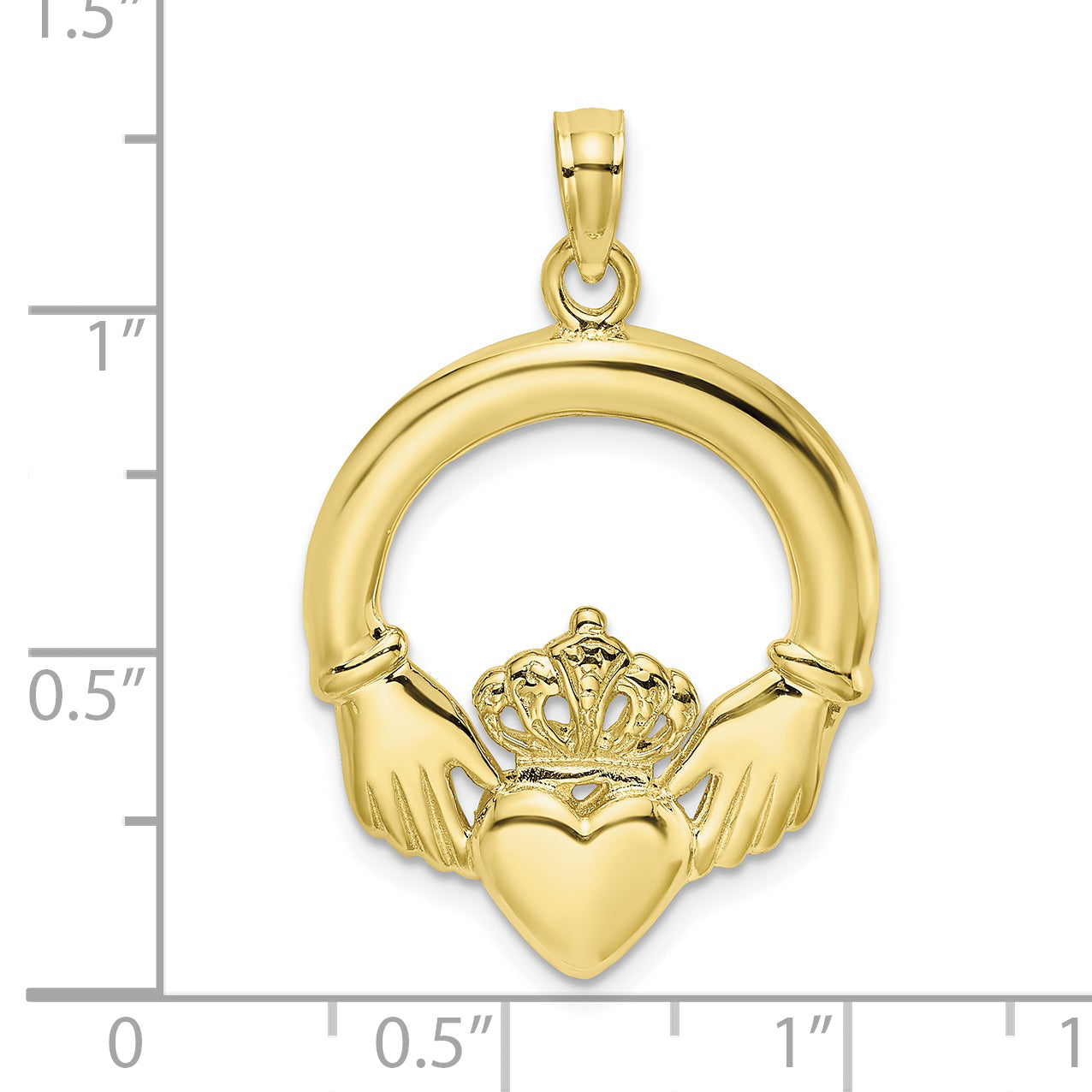 10K Polished Large Claddagh Heart Charm