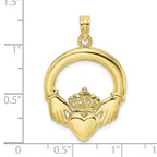 10K Polished Large Claddagh Heart Charm