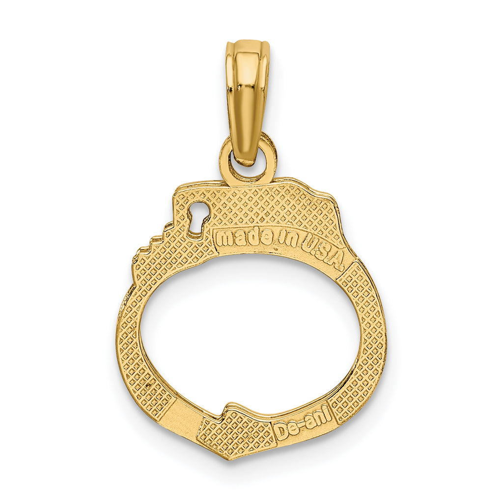 10K None 3-D Moveable Handcuffs Charm - view 4