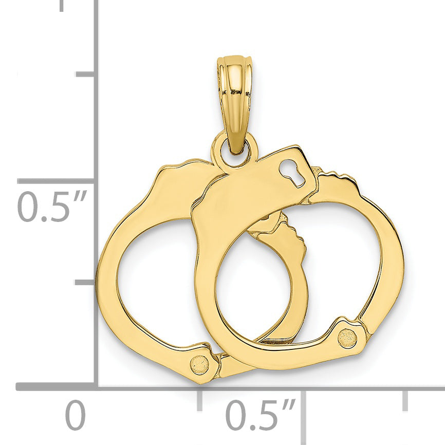 10K None 3-D Moveable Handcuffs Charm - view 3