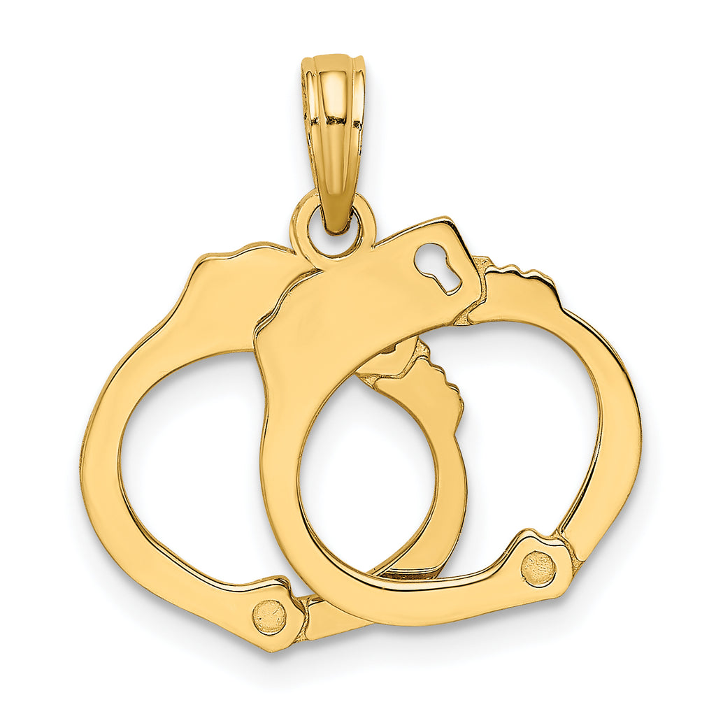 10K None 3-D Moveable Handcuffs Charm