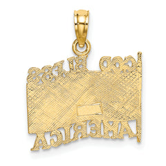 10K Polished Textured God Bless America w/ Flag Charm