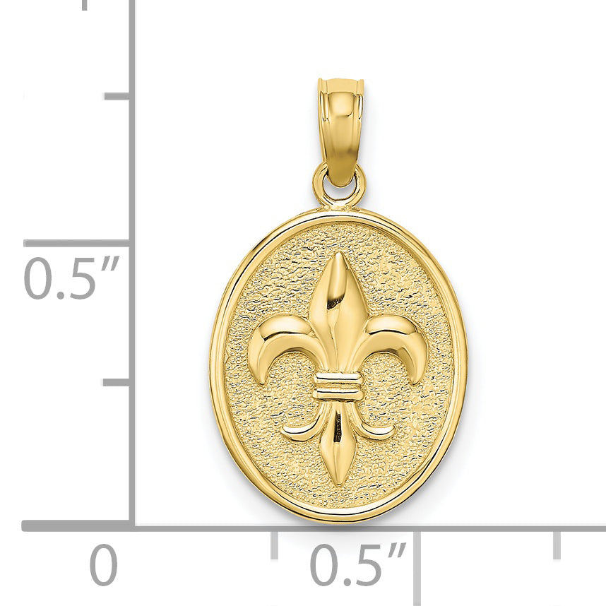 10K Fleur de Lis on Oval Disc Charm