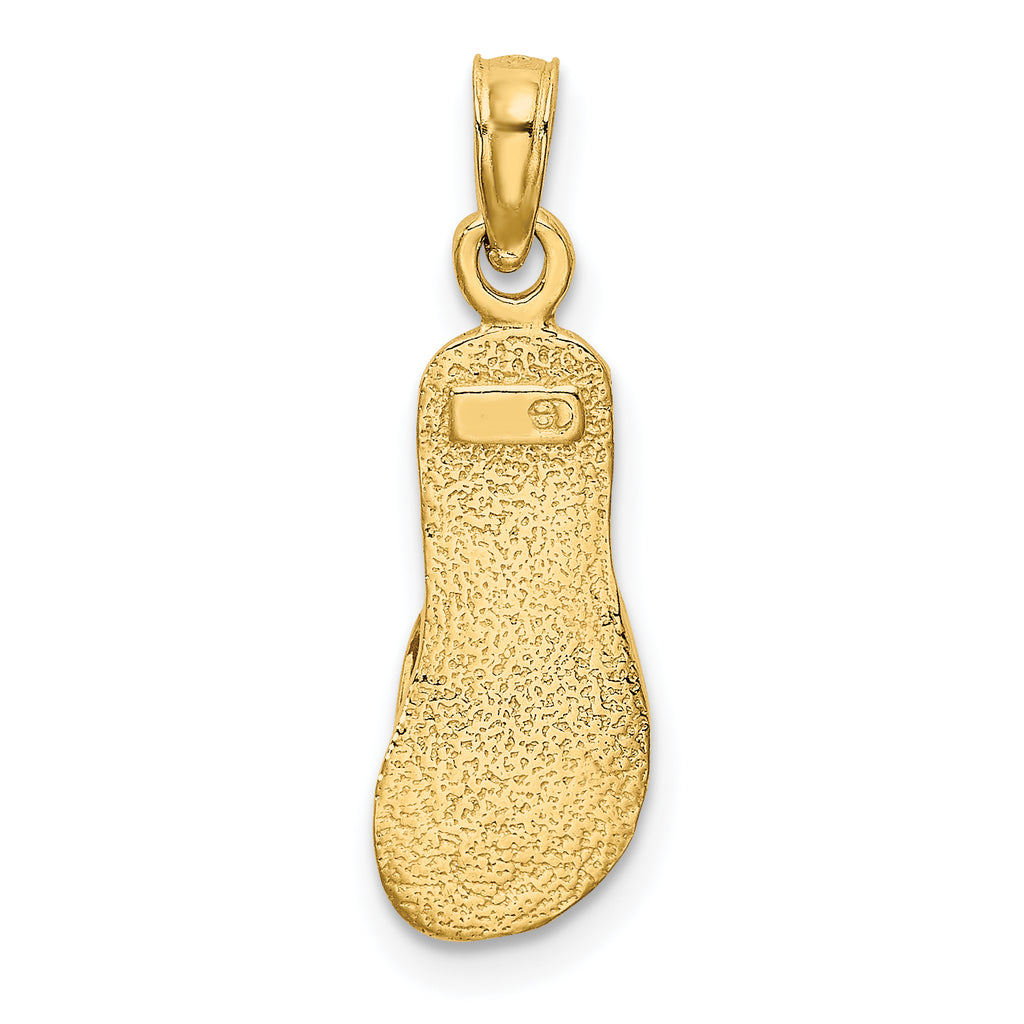 10K Single Polished Strap Flip-Flop Charm