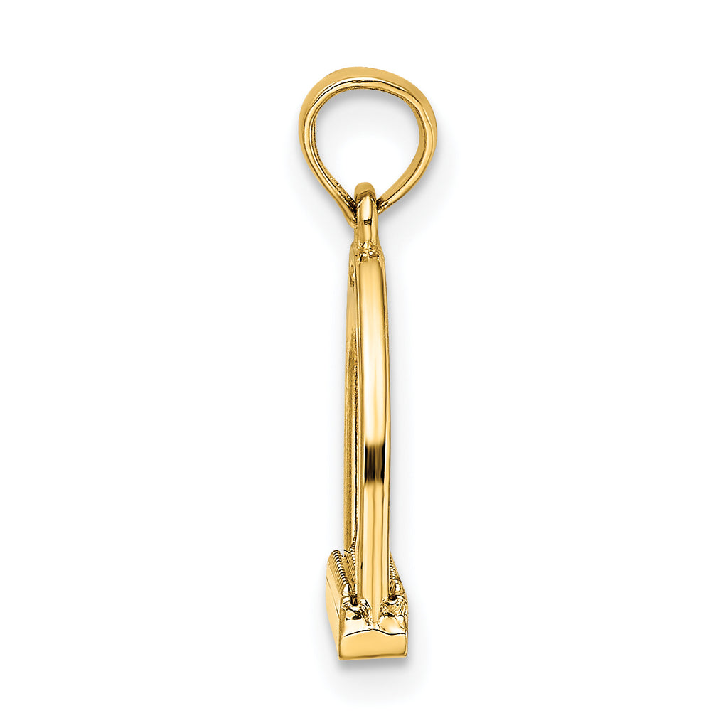 10K None 3-D Polished Small Horse Stirrup Charm - view 2