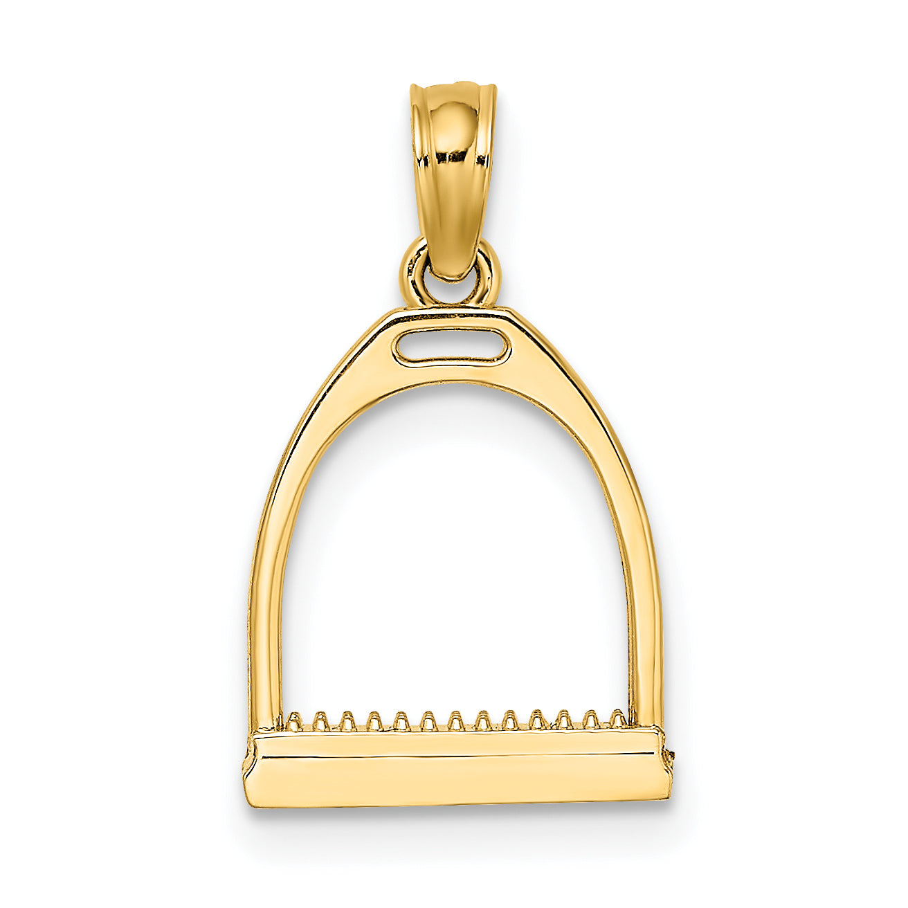 10K None 3-D Polished Small Horse Stirrup Charm - view 4