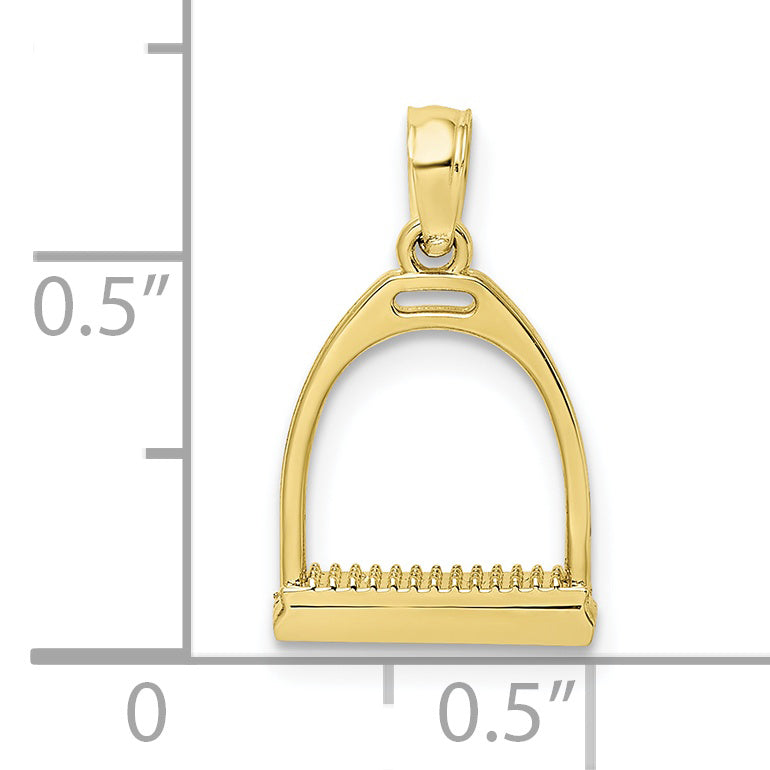 10K None 3-D Polished Small Horse Stirrup Charm - view 3