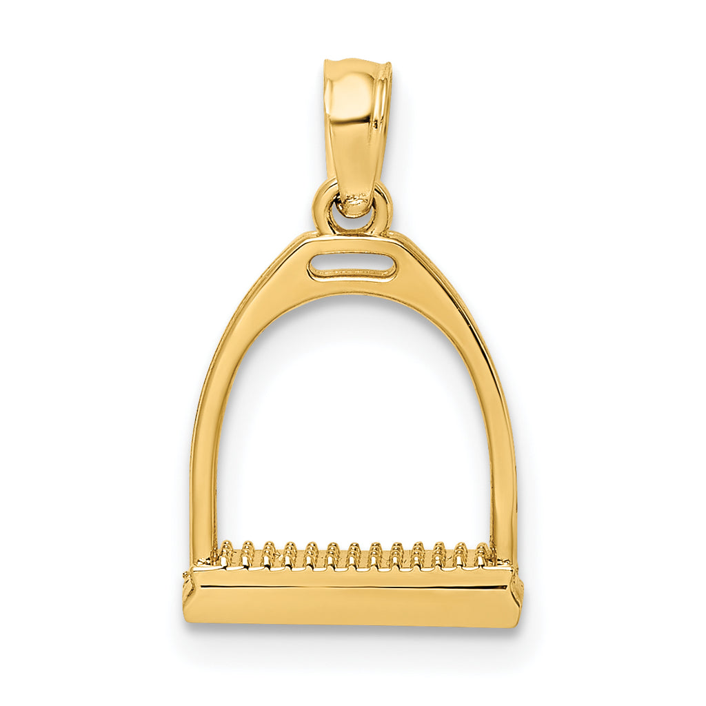 10K None 3-D Polished Small Horse Stirrup Charm