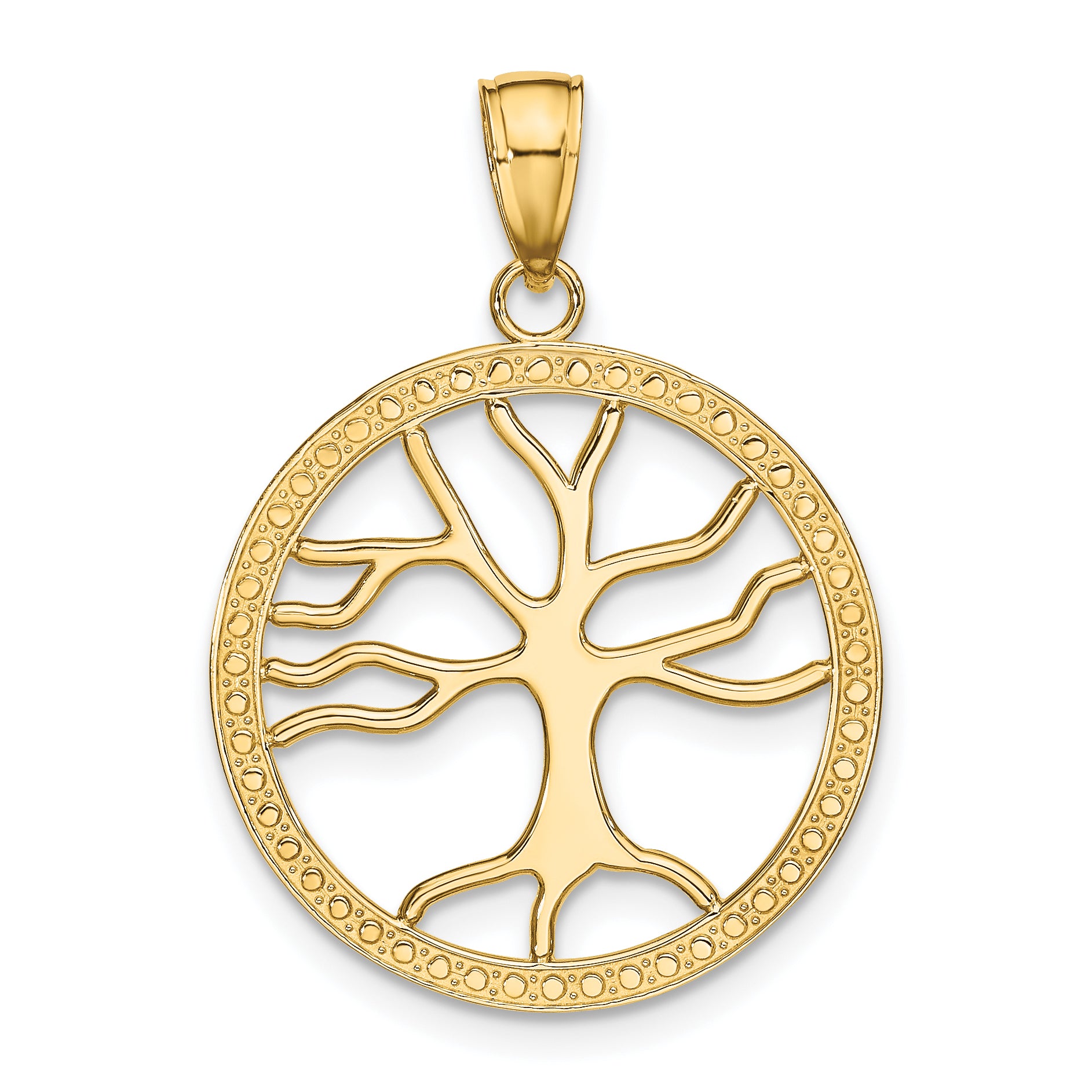 10K Large Tree Of Life In Round Frame Charm