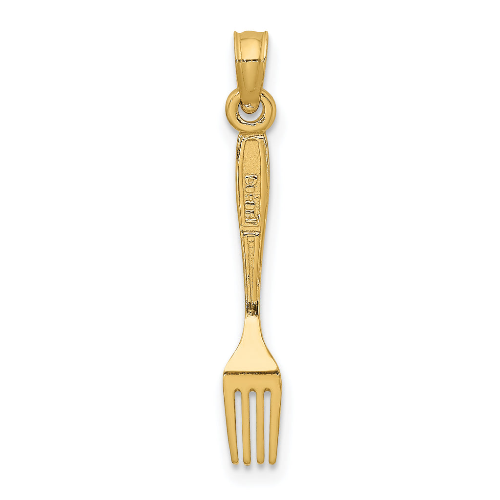 10K 3-D and Polished Table Fork Charm