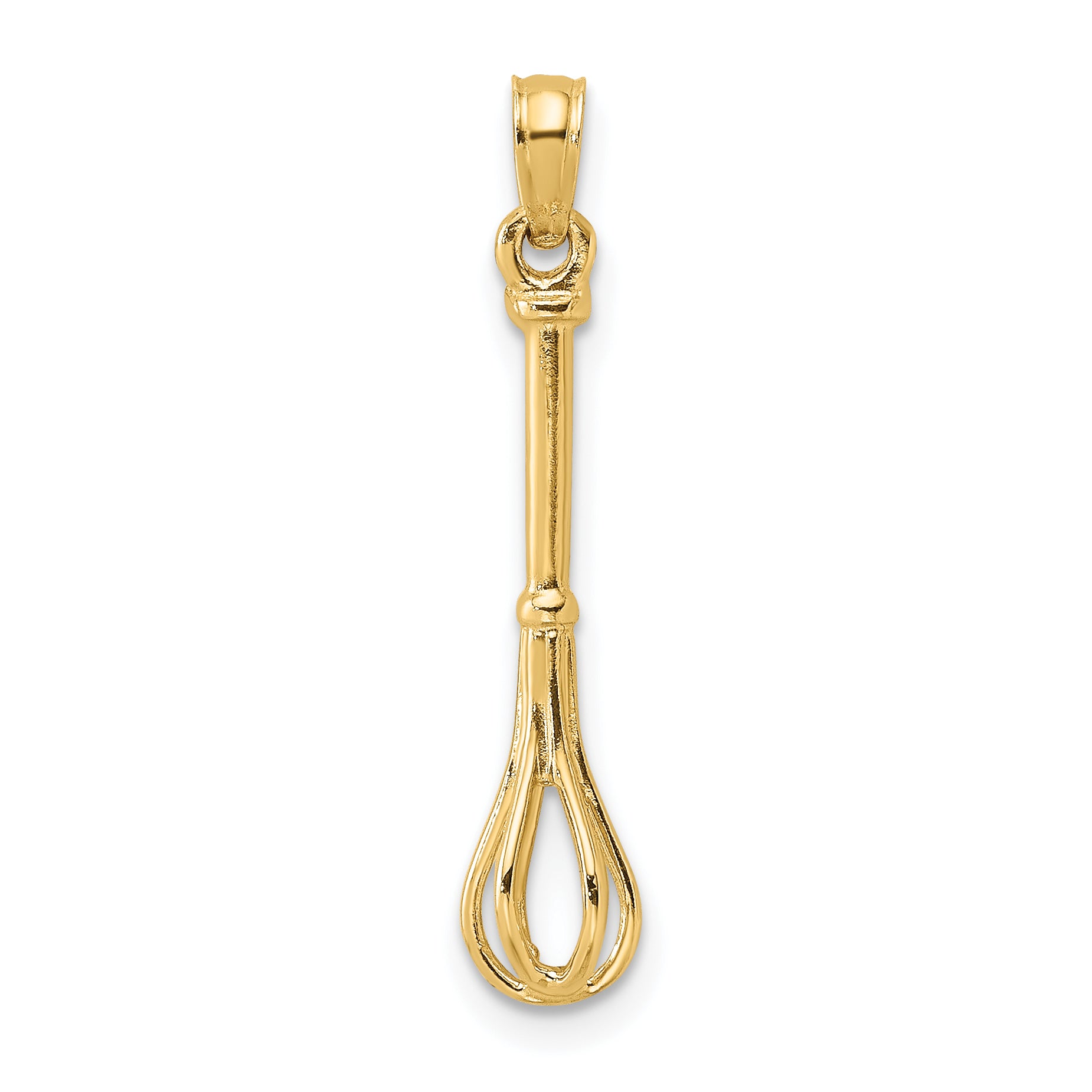 10K 3-D Polished Whisk Charm Main image