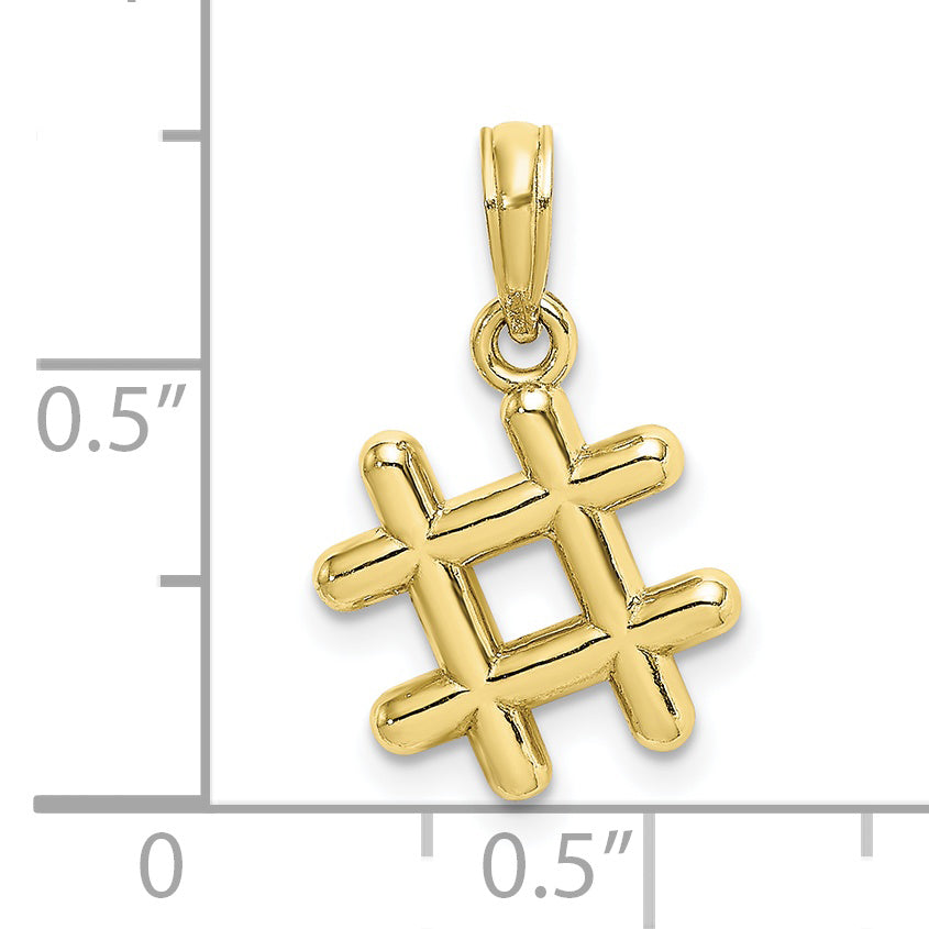 10K None 3-D Hashtag Charm - view 3