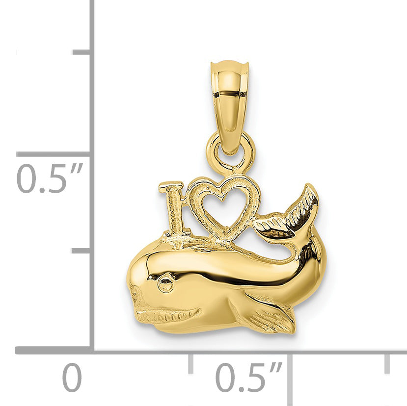 10K Polished  I HEART WHALES Charm