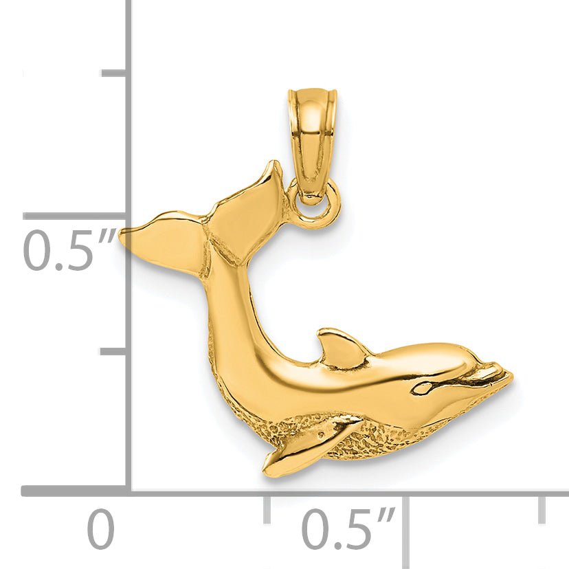 10K Textured Dolphin Jumping Charm
