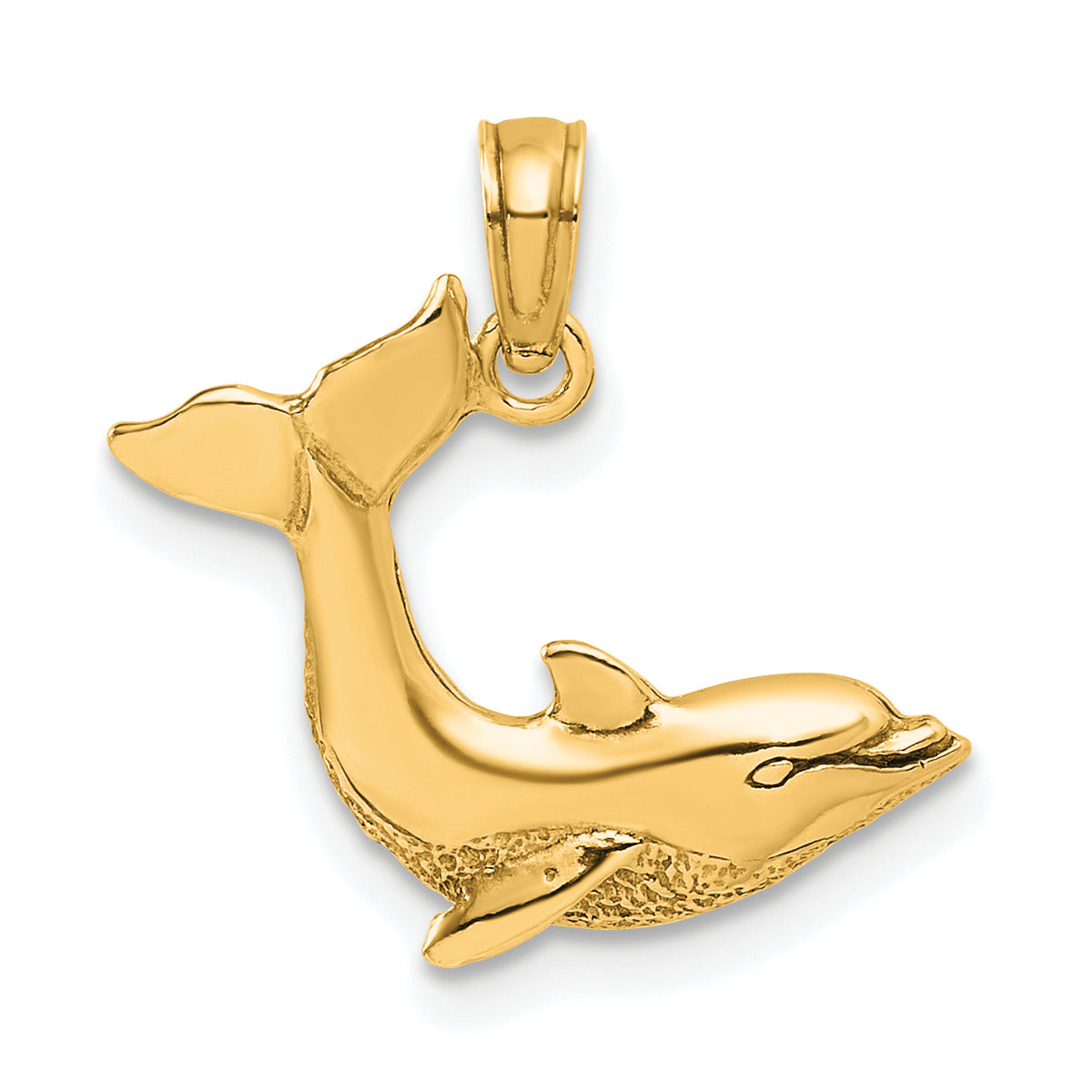 10K Textured Dolphin Jumping Charm