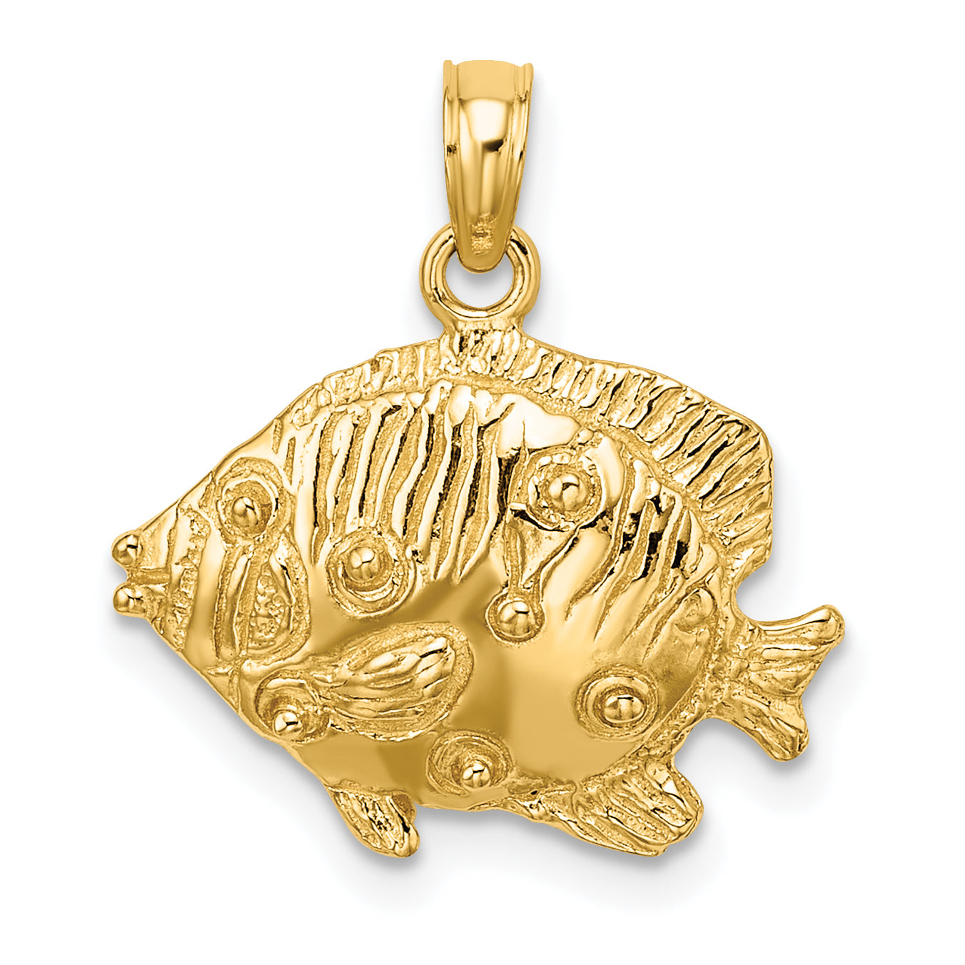 10K 2-D Polished Engraved Fish Charm Main image